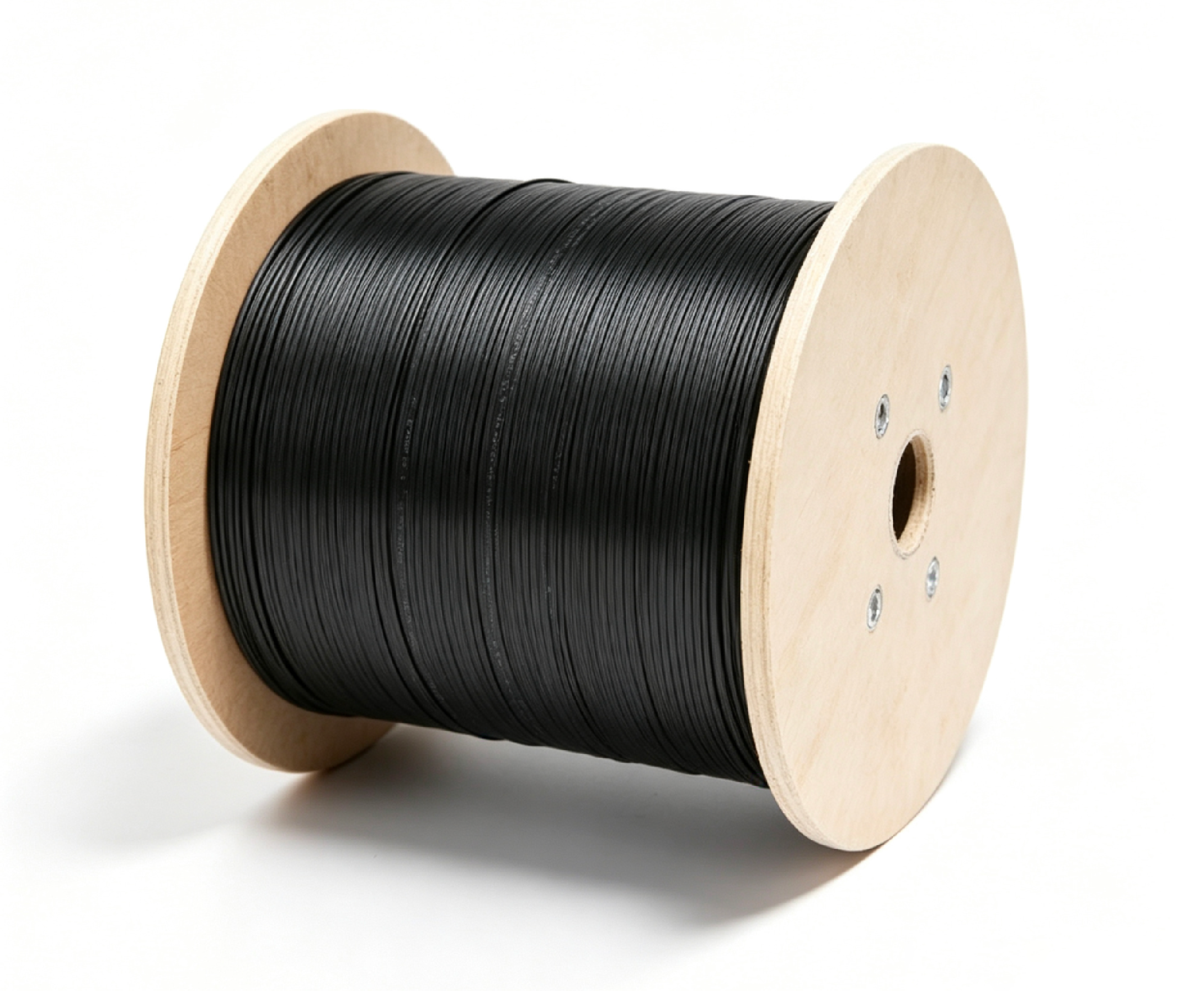 CX-DROP-2X3 dielectric FTTH drop cable on black spool.