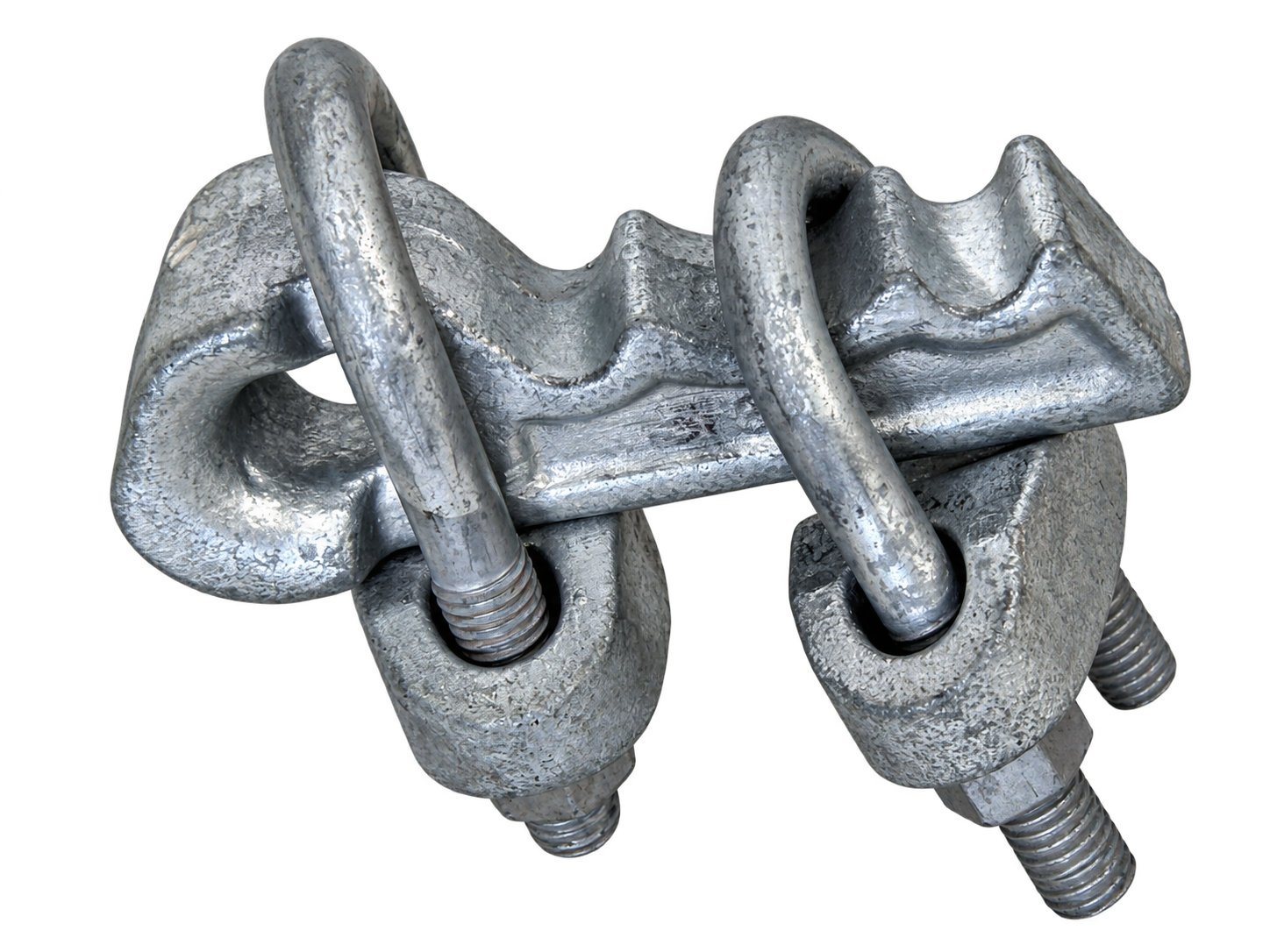CPX-ARE galvanized anchor-rod auxiliary eye with two U-bolt clamps.